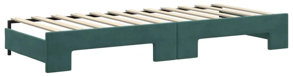 Sofá-cama c/ gavetão e gavetas 80x200cm veludo verde-escuro