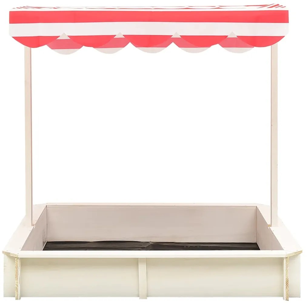 Caixa de areia c/ telhado ajustável abeto UV50 branco/vermelho