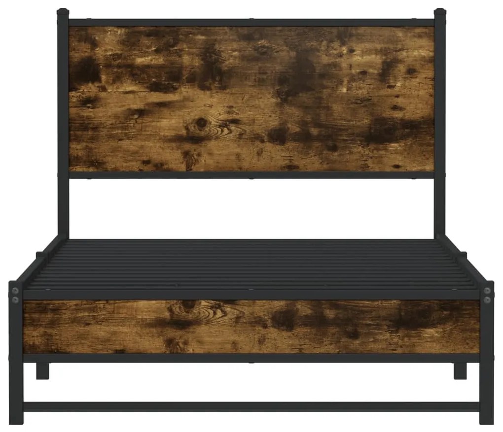 Estrutura de cama sem colchão 100x200 cm metal carvalho fumado