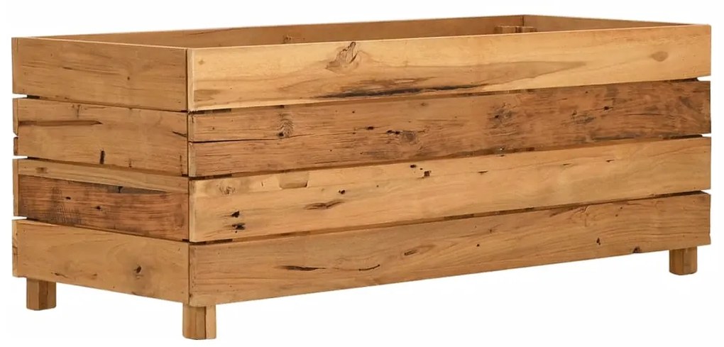 Vaso/floreira 100x40x38 cm madeira de teca reciclada e aço