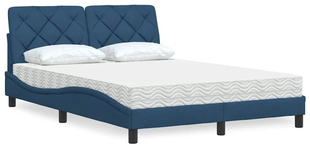 Cama com colchão 140x200 cm tecido azul