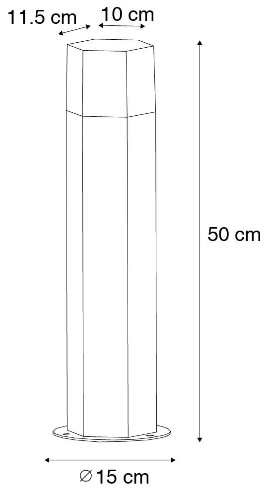 Candeeiro de pé para exterior preto com cúpula fumê hexagonal 50 cm - Dinamarca Moderno