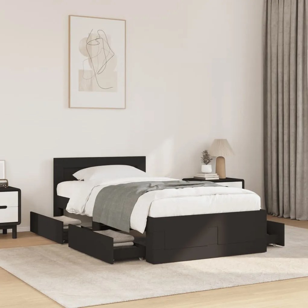 vidaXL Estrutura cama c/ cabeceira sem colchão 90x200 cm preto