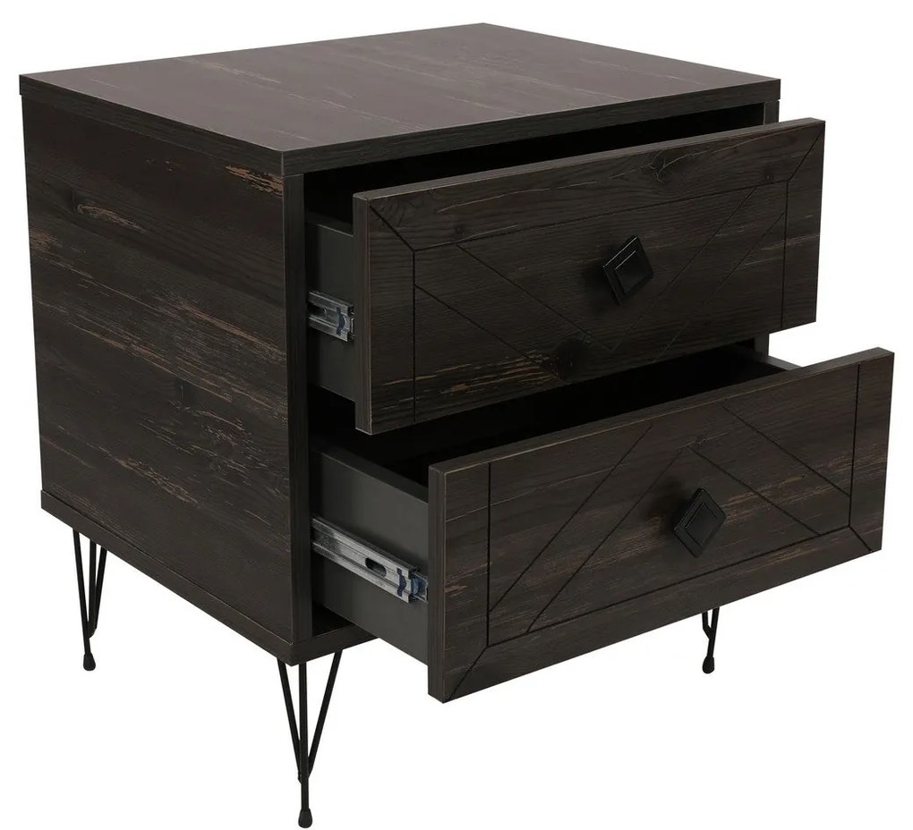 Mesa de Cabeceira Luna – Castanho Escuro – 50x55x40 cm