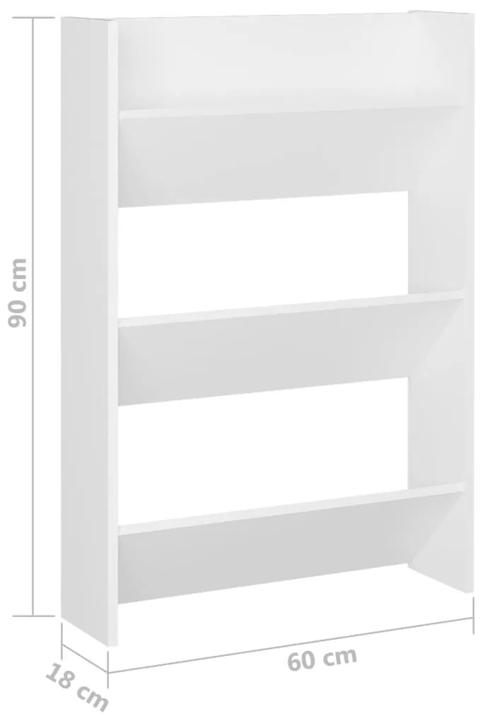 Sapateiras de parede 2 pcs 60x18x90 cm contraplacado branco