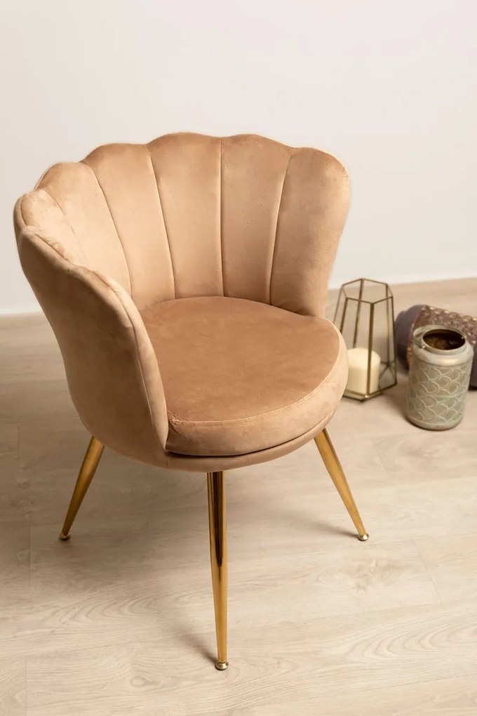 Cadeira Dunsa Golden Veludo - Beige