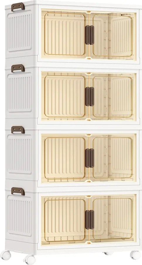 Caixas com tampa Organizador com rodas 32,5 x 60 x 120 cm, 4 níveis, Branco