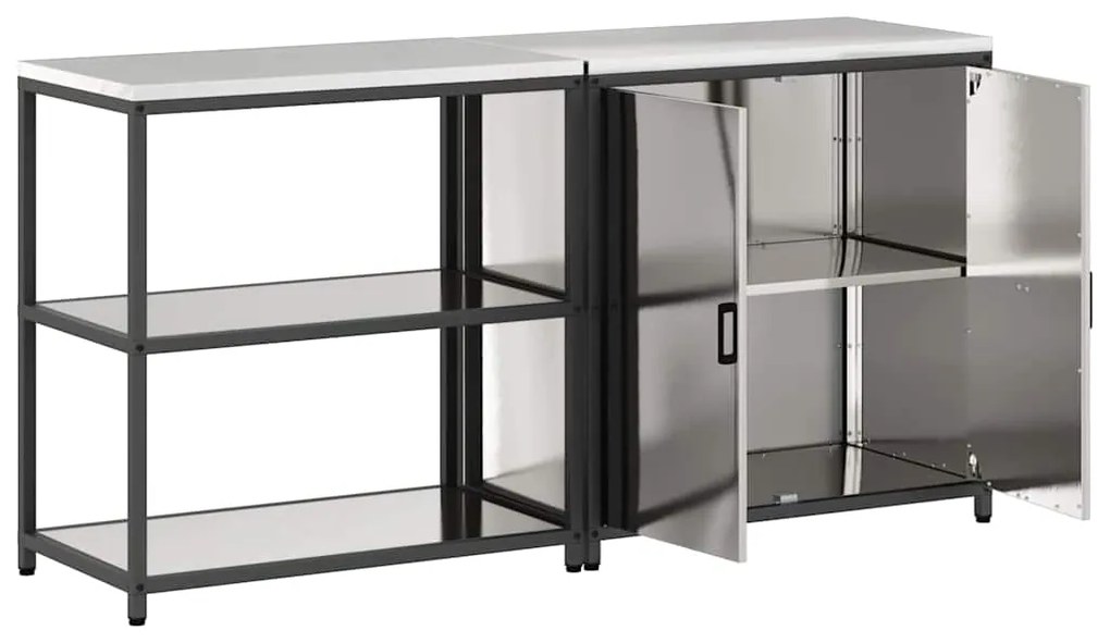 Conjunto de Armazenamento de Cozinha com prateleira 2 pcs Prata