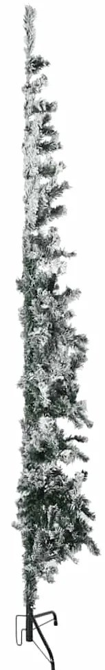 Meia árvore de Natal fina com flocos de neve 180 cm
