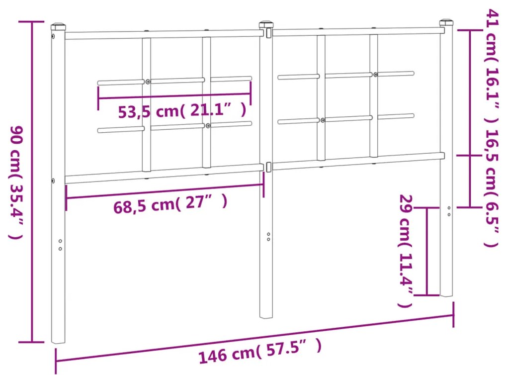 Cabeceira de cama 140 cm metal preto