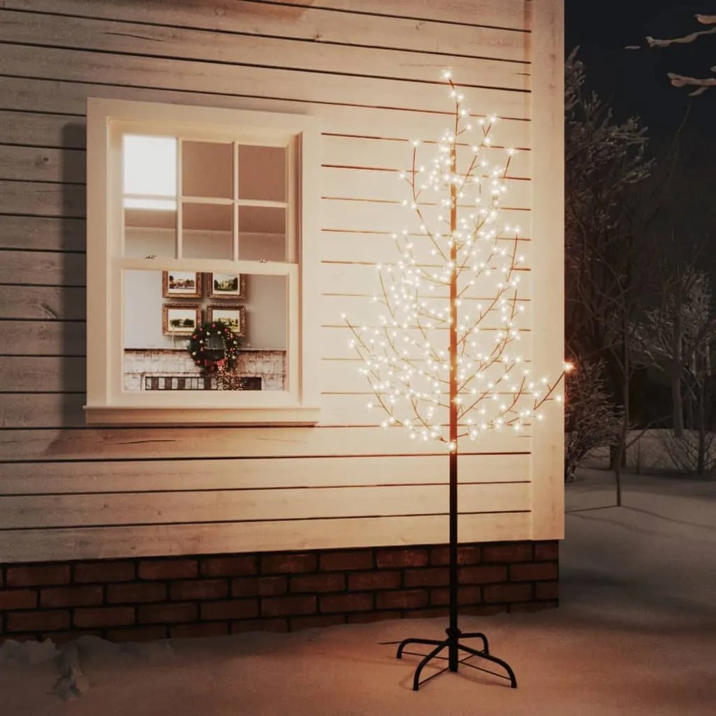 345133 vidaXL Cerejeira com 220 luzes LEDs 220 cm branco quente