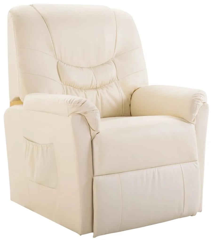 248979 vidaXL Cadeira reclinável couro artificial creme