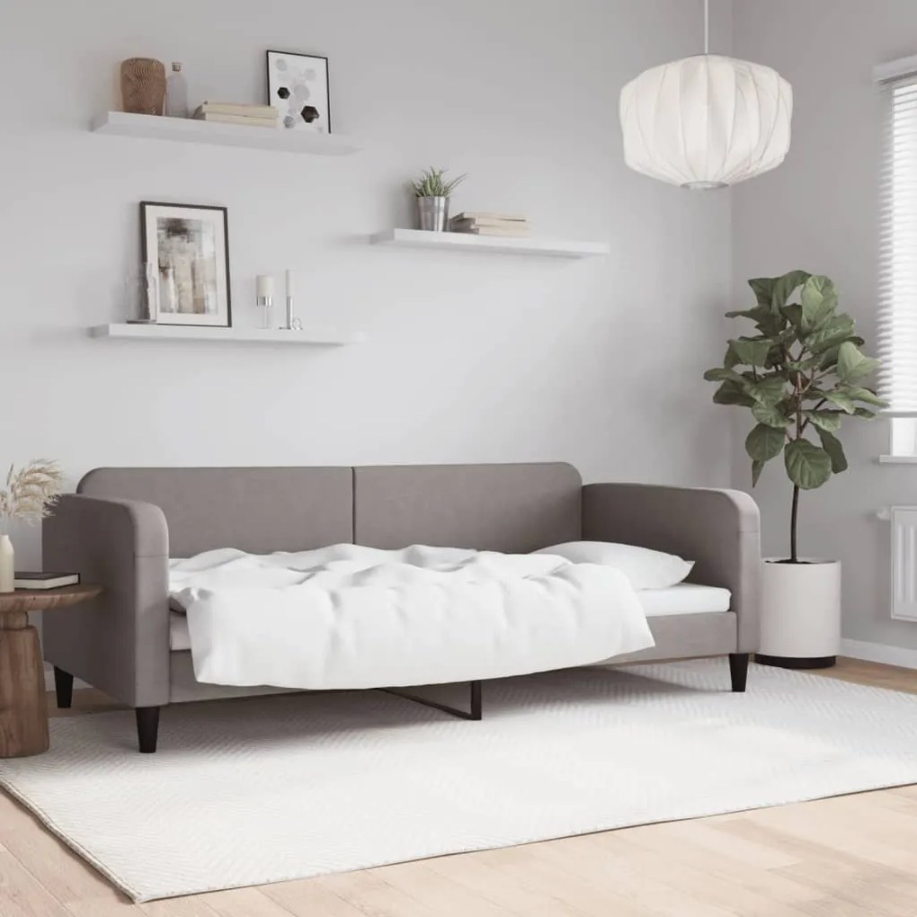 354036 vidaXL Sofá-cama 90x200 cm tecido cinzento-acastanhado