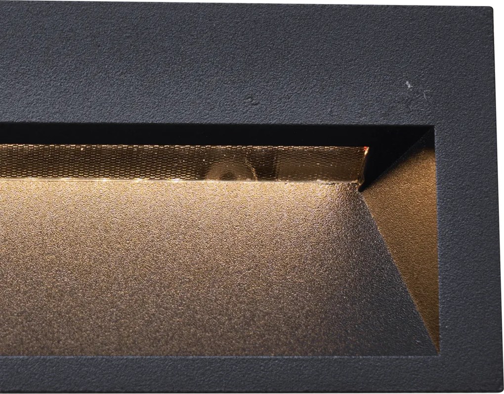 Conjunto de 6 luzes de parede embutidas modernas pretas 16cm Incl. LED IP65 - Mert