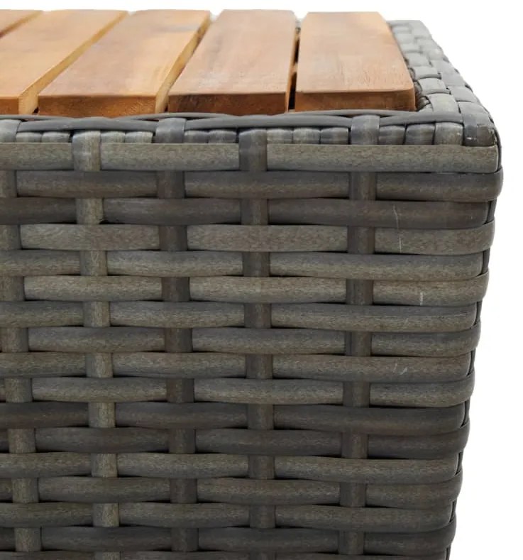 3 pcs conjunto de bistrô com almofadões vime PE/vidro cinza
