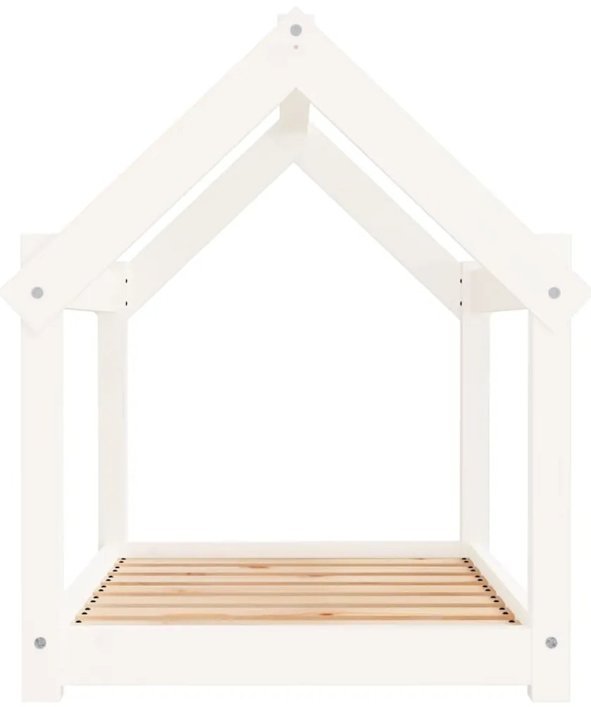 Cama para cães 81x60x70 cm madeira de pinho maciça branco