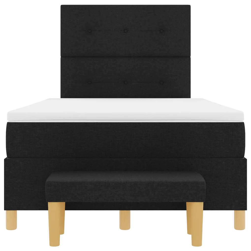Cama Box Spring com Colchão e Banco vidaXL Preta 120x200 cm Tecido
