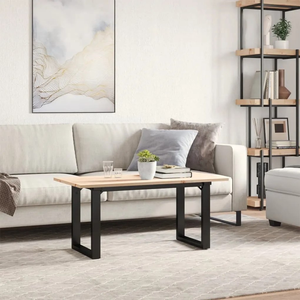 Mesa de centro estrutura em O 100x50x45cm pinho e aço