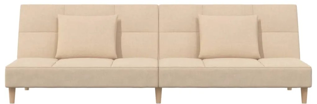 Sofá-cama 2 lugares com duas almofadas tecido cor creme