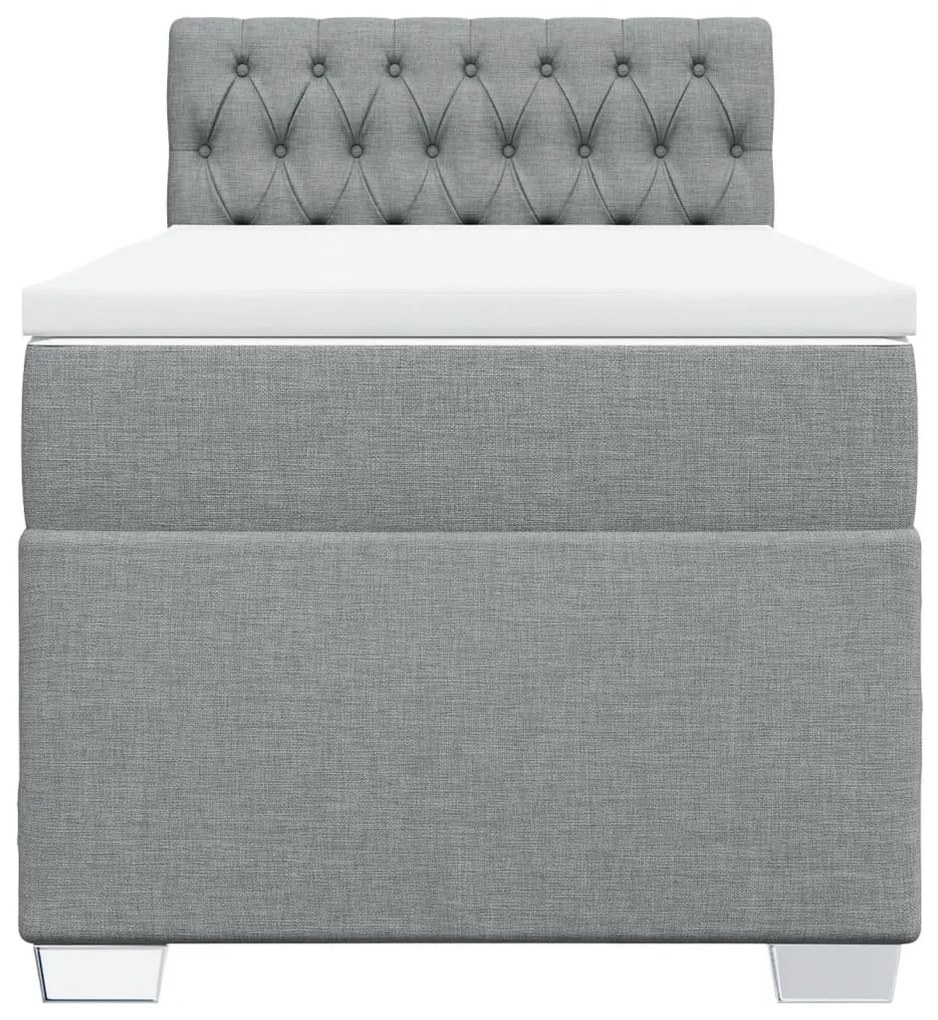 Cama com molas/colchão 90x200 cm tecido cinza-claro