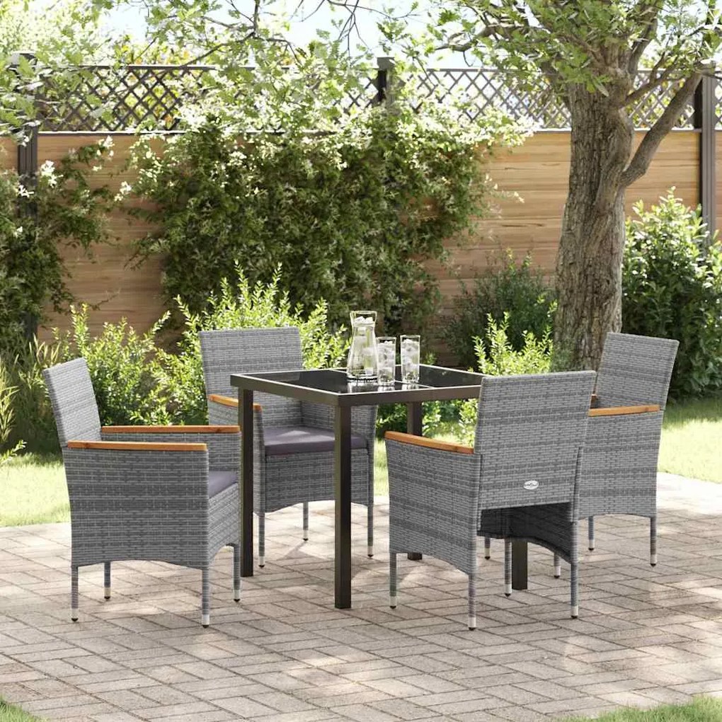 vidaXL Conjunto de Jantar para Jardim 5 pcs Cinzeto Rattan Sintético