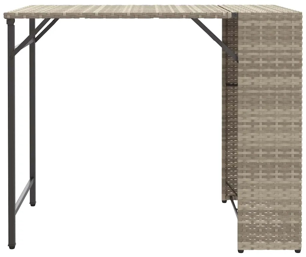 5 pcs conjunto de jantar p/ jardim dobrável vime PE cinza-claro
