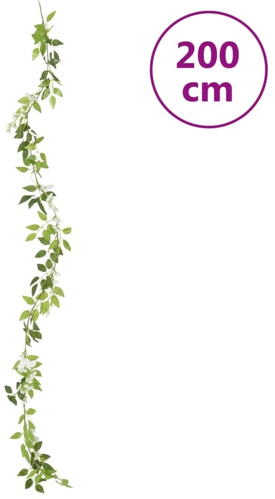 Grinaldas de flores de Natal 6 pcs 200 cm branco