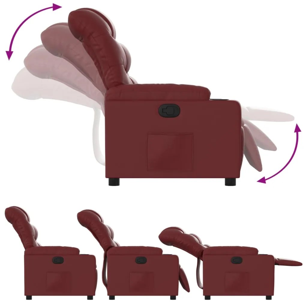 Poltrona reclinável couro artificial vermelho tinto