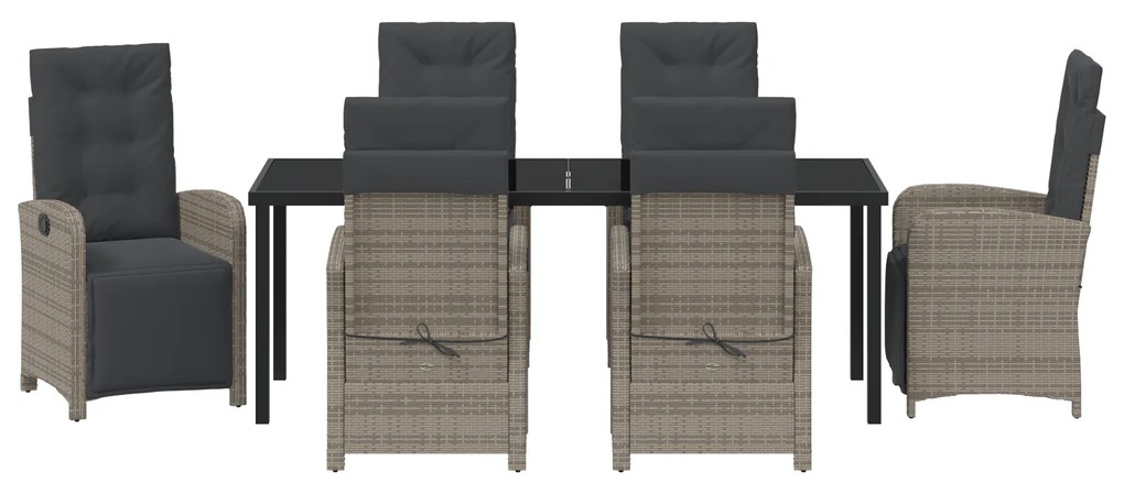 Conjunto de Jantar de 7 Peças para Jardim com Almofadas Cinza Rattan S