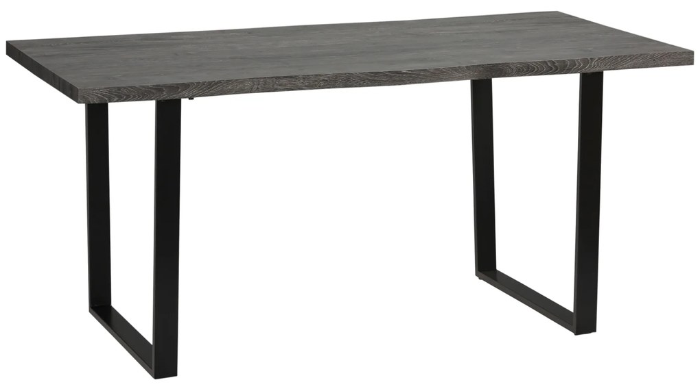 Mesa de Jantar Mesa de Cozinha Estilo Industrial com Bancada de Madeira e Pés de Aço para até 6 Pessoas Carga Máx. 50kg 160x85x75cm Cinza Escuro e Pre