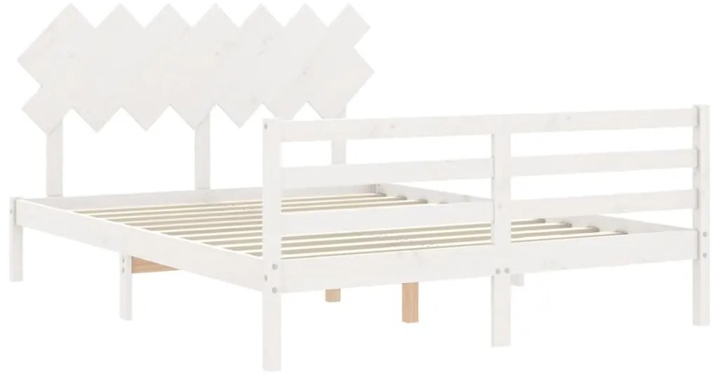 Estrutura de cama King Size com cabeceira madeira maciça branco