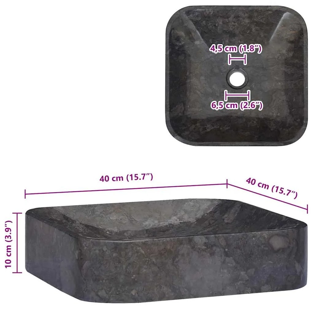 Lavatório 40x40x10 cm mármore preto