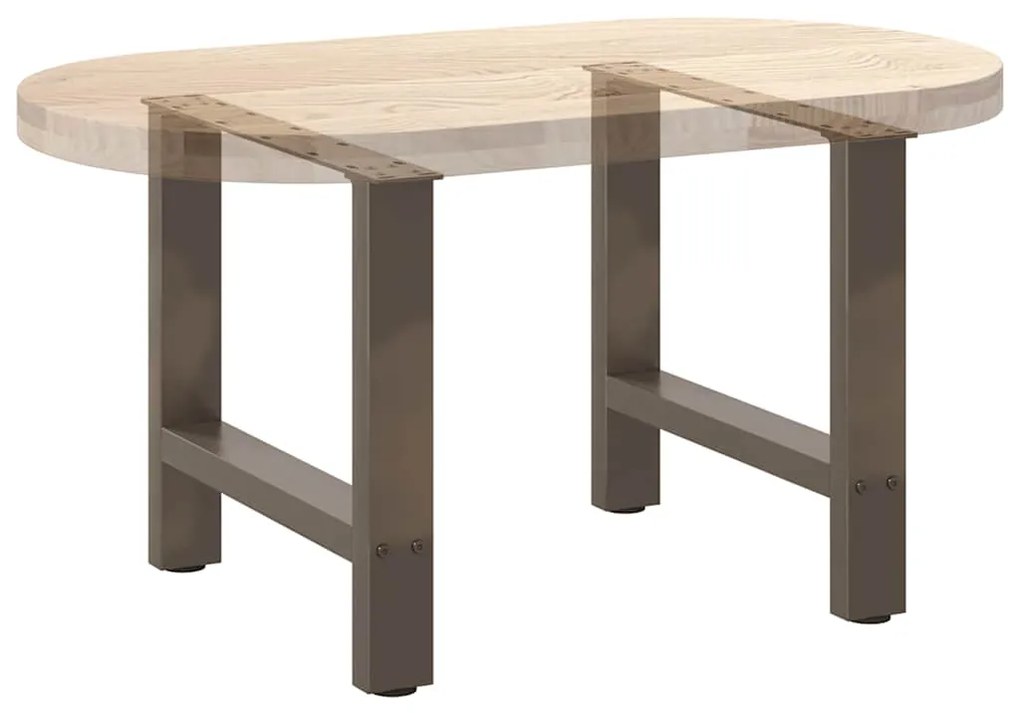 Pés para mesa de centro em aço natural, 2 peças, 60x (42-43) cm, aço