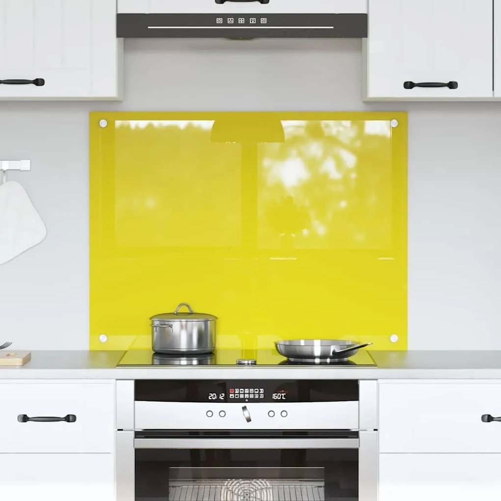 vidaXL Proteção de Cozinha Amarelo 80 x 60 x 0.6 cm vidro temperado