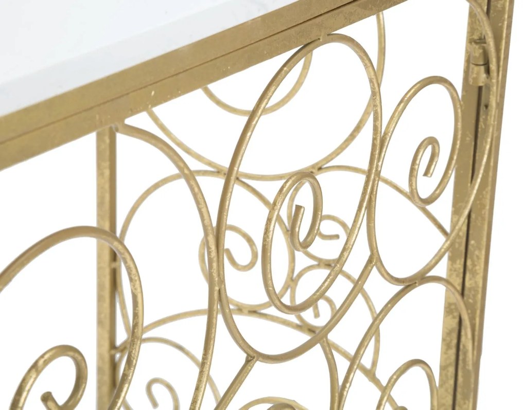 MESA CONSOLA ESPIRAL 140X36X82 CM DOURADA E BRANCA