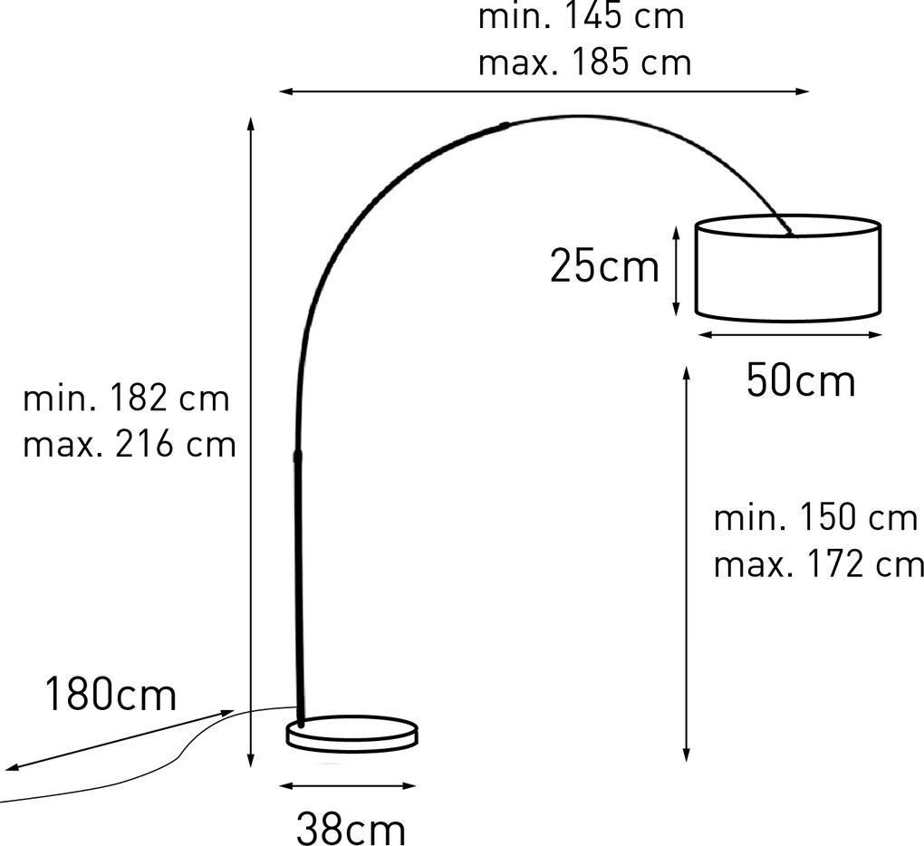Candeeiro de Arco em Aço com Abajur Verde Musgo 50/50/25 - XXL