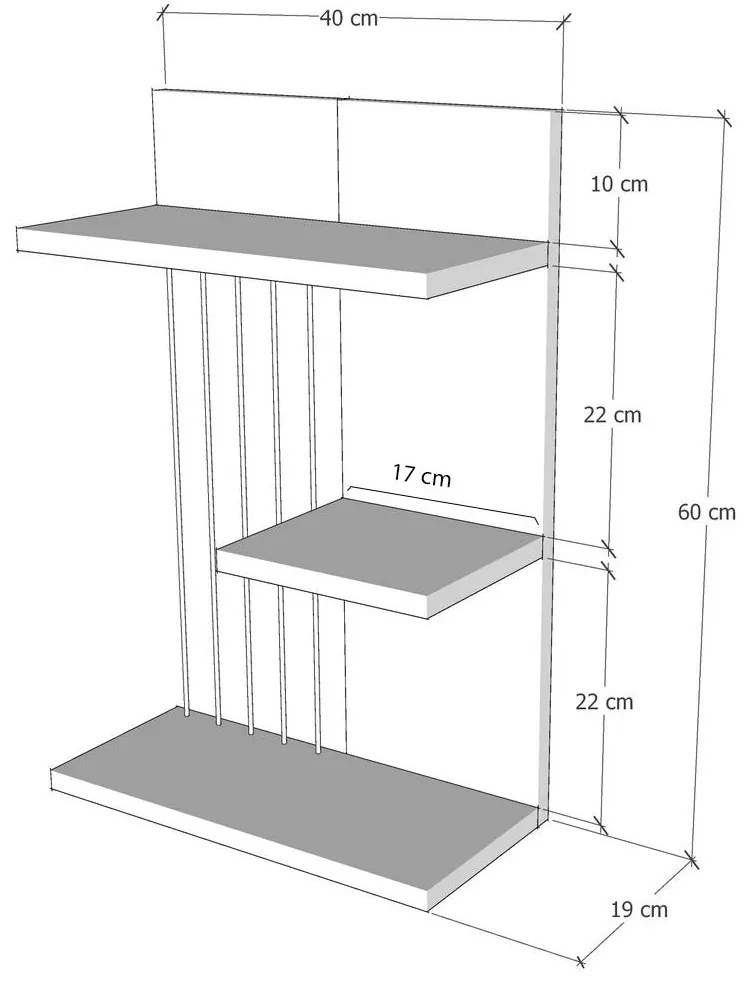Prateleira de Parede Kınık – Branco – 40x60x19 cm