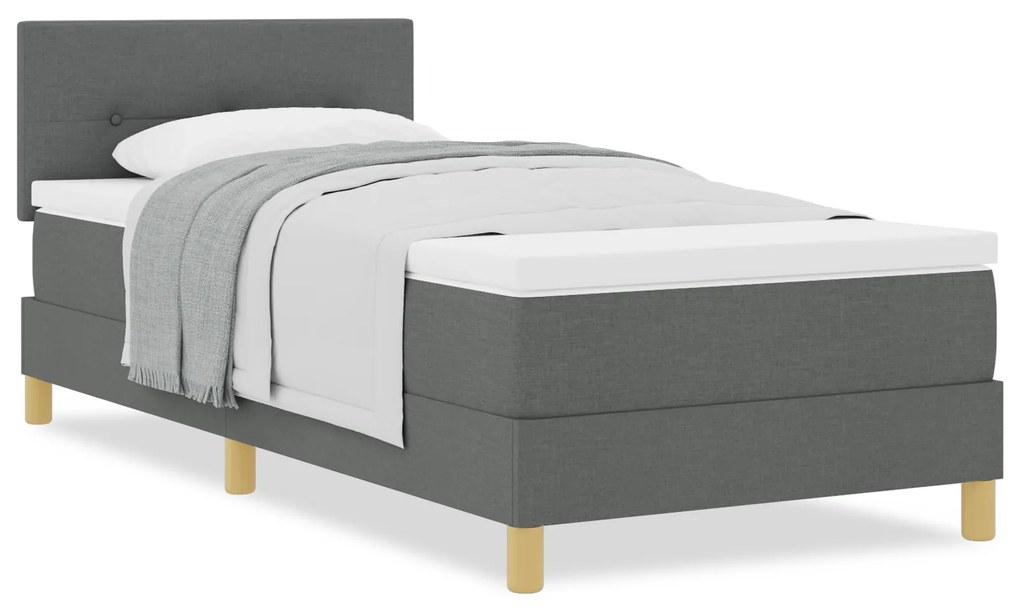Cama Box Spring com Colchão Cinza Escuro 90x190 cm Tecido