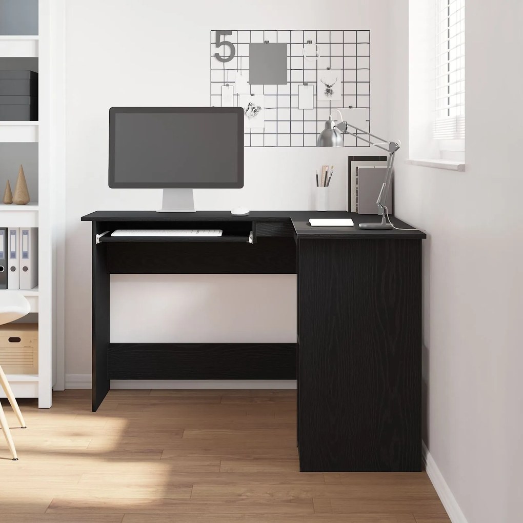 Escrivaninha vidaXL em Preto Carvalho de 120x140x75 cm em Madeira Enge