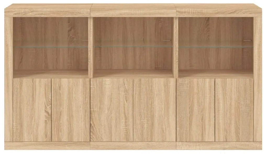 Aparador com luzes LED 181,5x37x100 cm carvalho sonoma