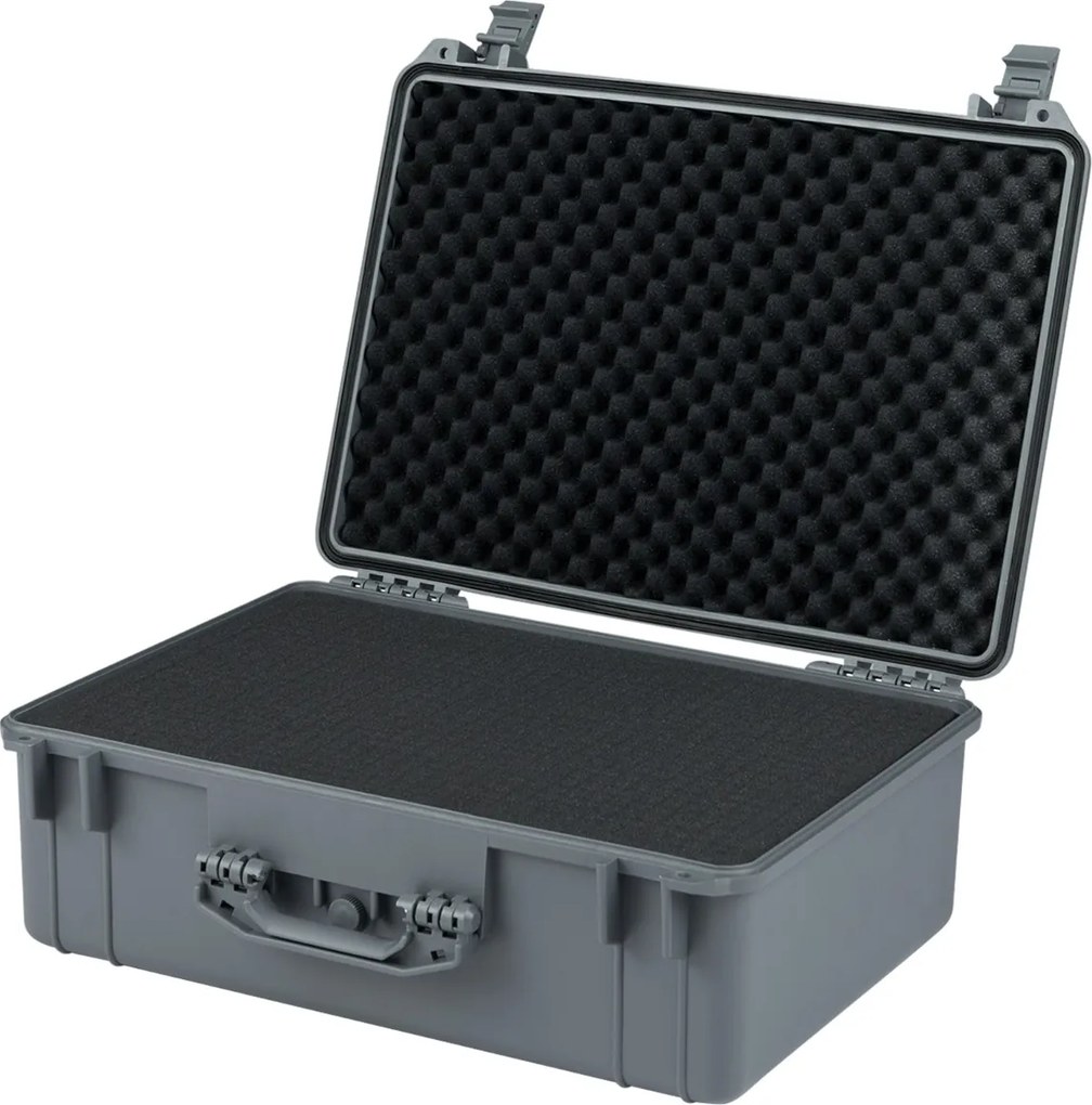 Caixa rígida impermeável portátil com inserção de espuma personalizável para ferramentas 56 x 44 x 22 cm Cinza