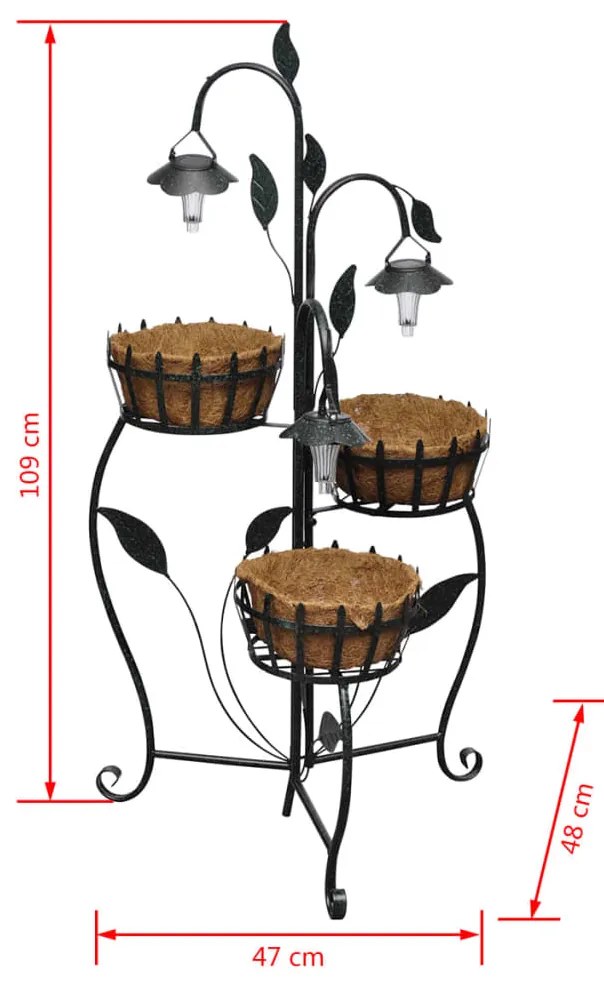 Cesta de planta com LED solar