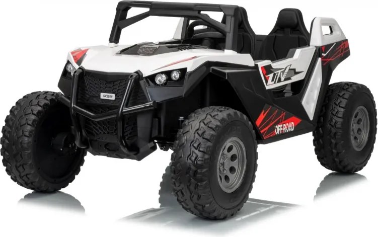 Buggy elétrico para Crianças 24V 2 Lugares RTR Monster Speed ​​4x4, Rodas Espuma EVA, assento couro ecológico Branco