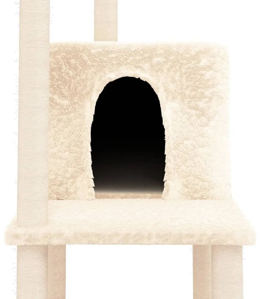 Árvore p/ gatos c/ postes arranhadores sisal 144,5 cm cor creme