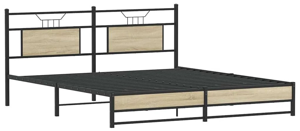 Estrutura de cama sem colchão 180x200cm metal carvalho sonoma