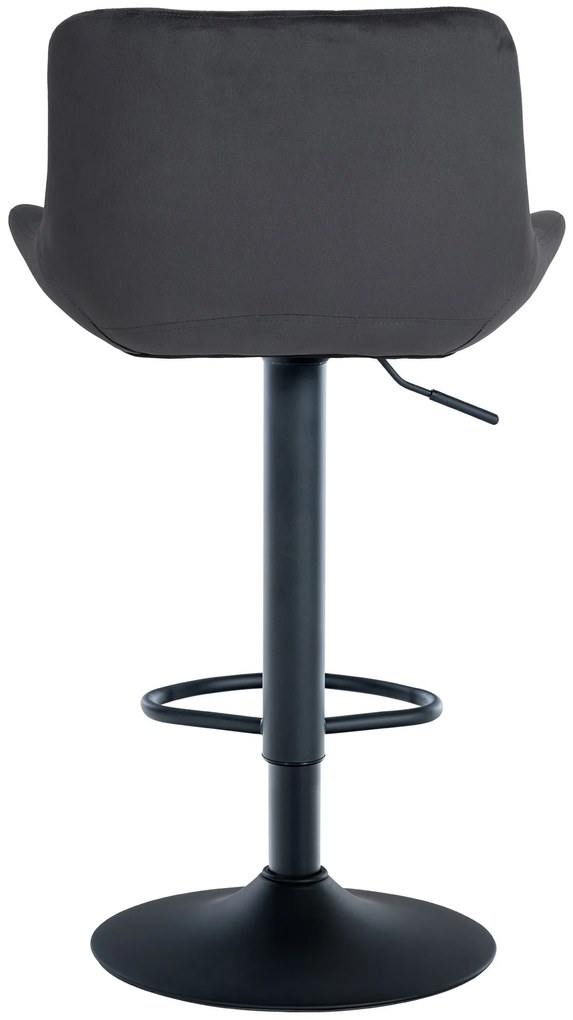 Banco de bar Tover em veludo e com estrutura preta 48 x 81-105 x 54 cm Preto