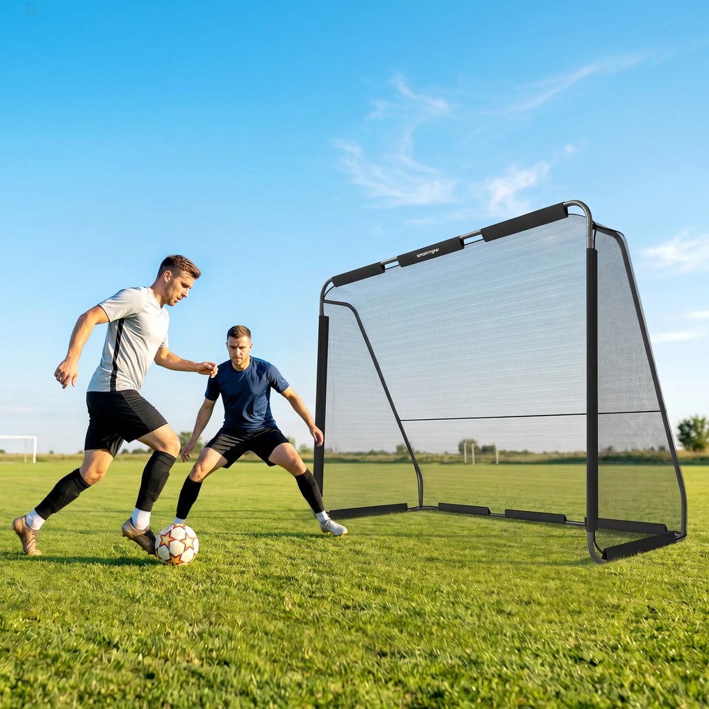 Baliza de Futebol para Jardim 300x120x200 cm com Rede Resistente, Estrutura Metálica e Estacas, Preto