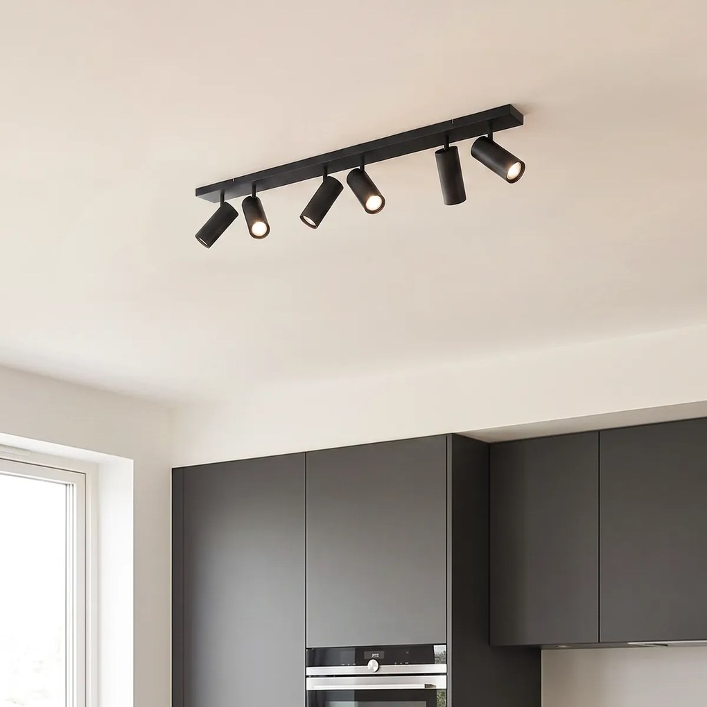 Plafon moderno preto 102cm 6-luzes ajustável - Renna
