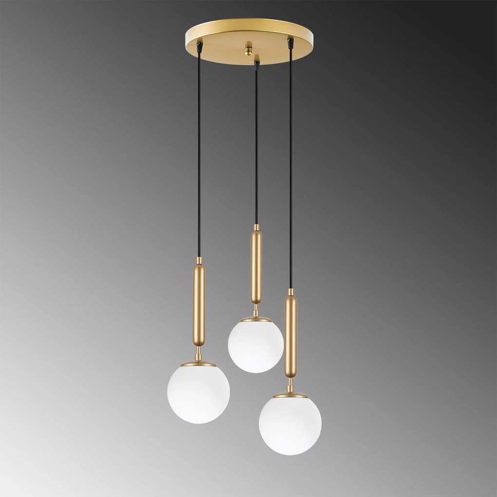 Candeeiro Suspenso King – Dourado Brilhante – 34 x 34 x 134 cm