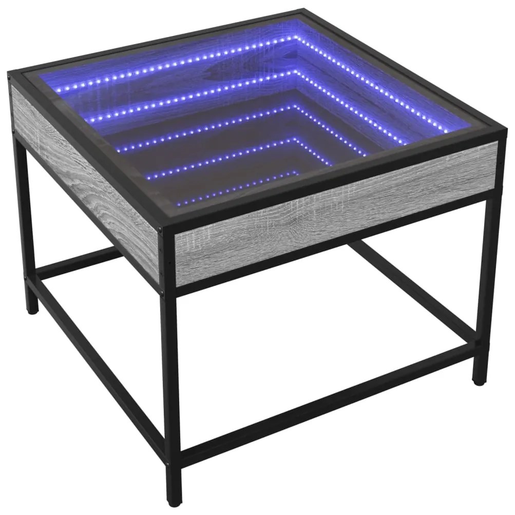 Mesa de centro luzes LED Infinity 50x50x41 cm cinzento sonoma